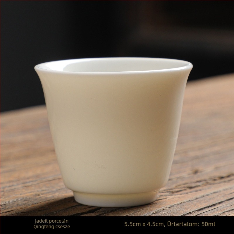 Kung-fu stílusú kerámia teáscsésze arany kerettel, fehér porcelán teáscsésze otthoni használatra