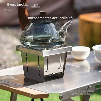 Fejlesztett zseb-tea főző tűzhely, hordozható összecsukható rozsdamentes acél grill beltéri és kültéri használatra