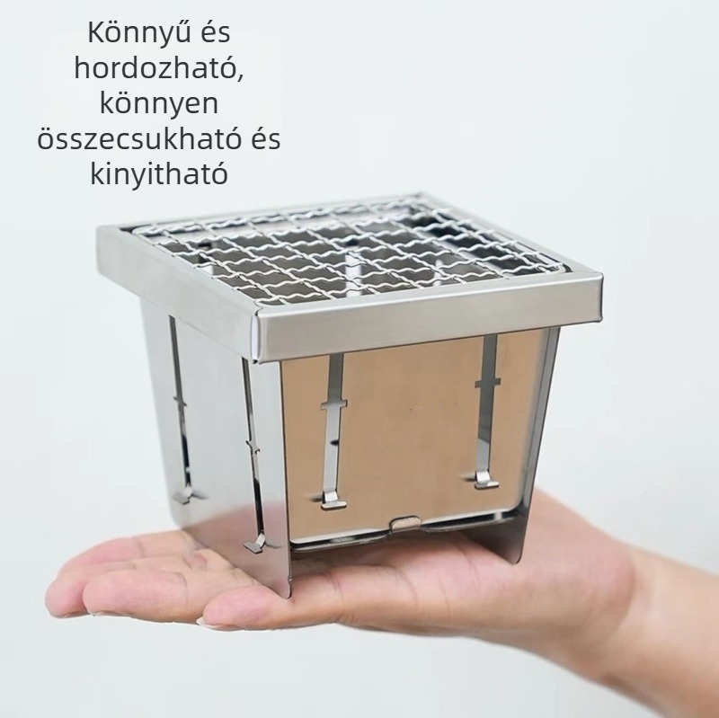 Fejlesztett zseb-tea főző tűzhely, hordozható összecsukható rozsdamentes acél grill beltéri és kültéri használatra