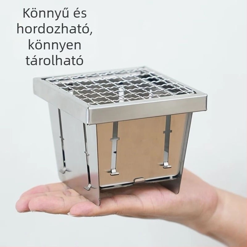 Fejlesztett zseb-tea főző tűzhely, hordozható összecsukható rozsdamentes acél grill beltéri és kültéri használatra
