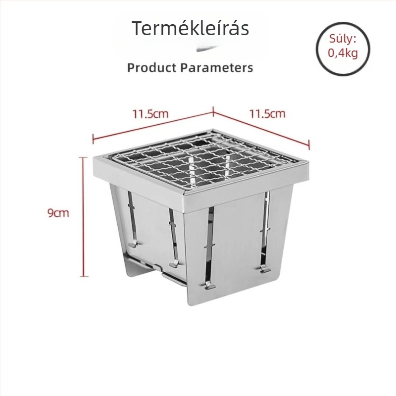 Fejlesztett zseb-tea főző tűzhely, hordozható összecsukható rozsdamentes acél grill beltéri és kültéri használatra