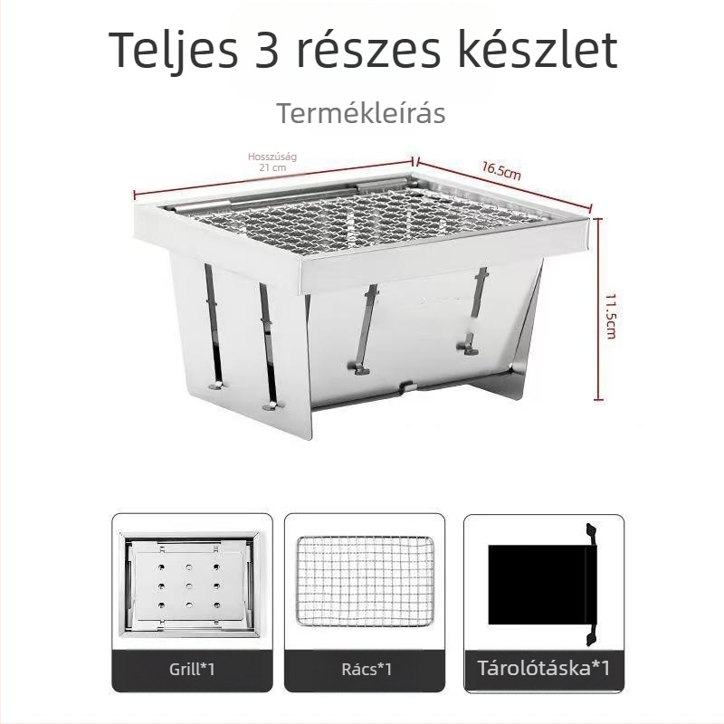 Fejlesztett zseb-tea főző tűzhely, hordozható összecsukható rozsdamentes acél grill beltéri és kültéri használatra