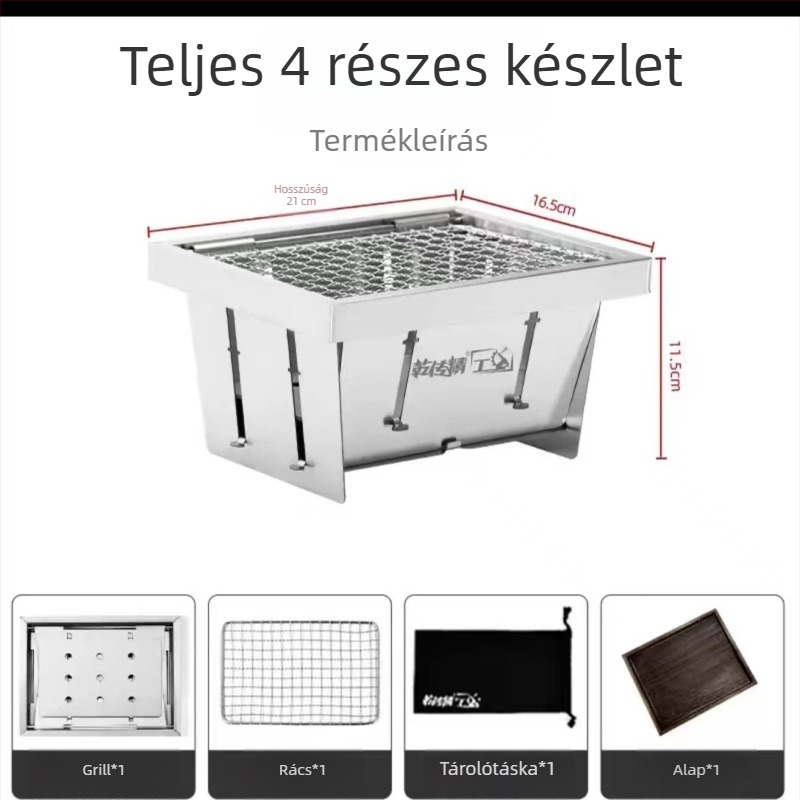 Fejlesztett zseb-tea főző tűzhely, hordozható összecsukható rozsdamentes acél grill beltéri és kültéri használatra