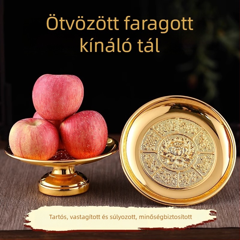Gyümölcstál lótusz motívummal buddhista oltárhoz