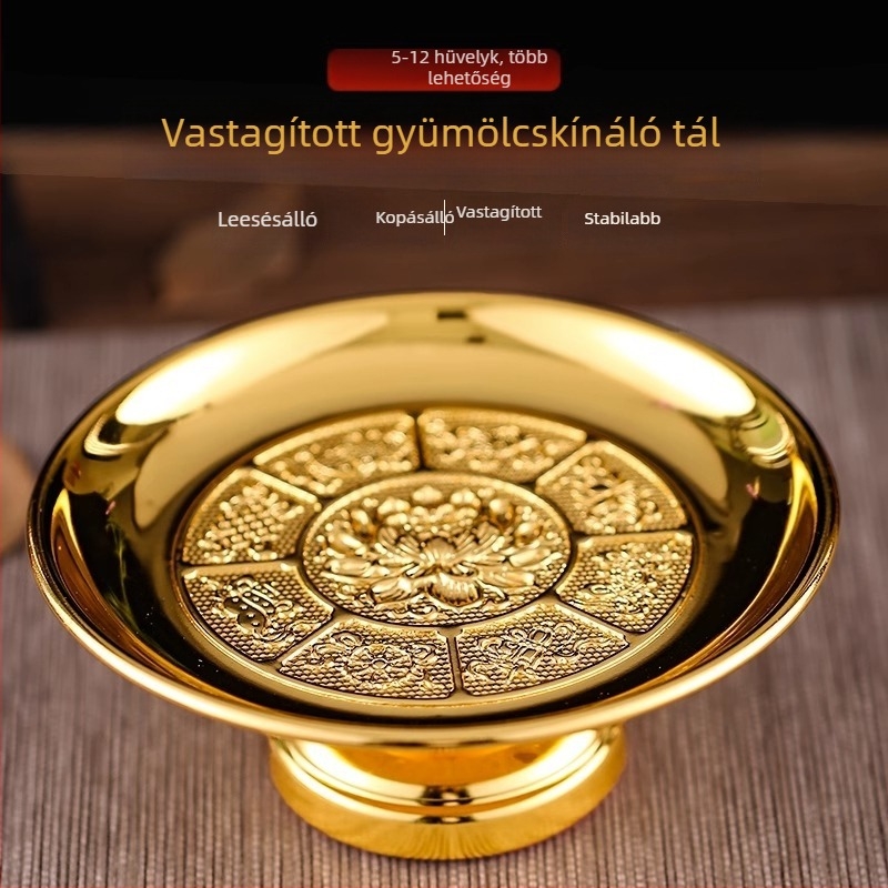 Gyümölcstál lótusz motívummal buddhista oltárhoz