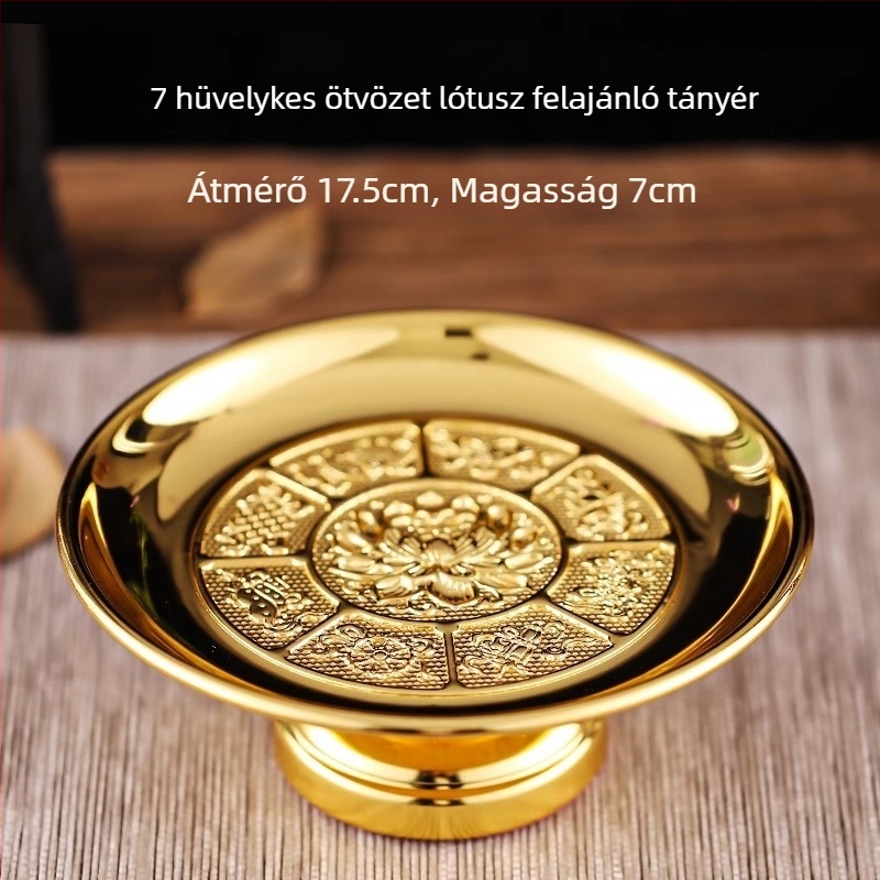 Gyümölcstál lótusz motívummal buddhista oltárhoz