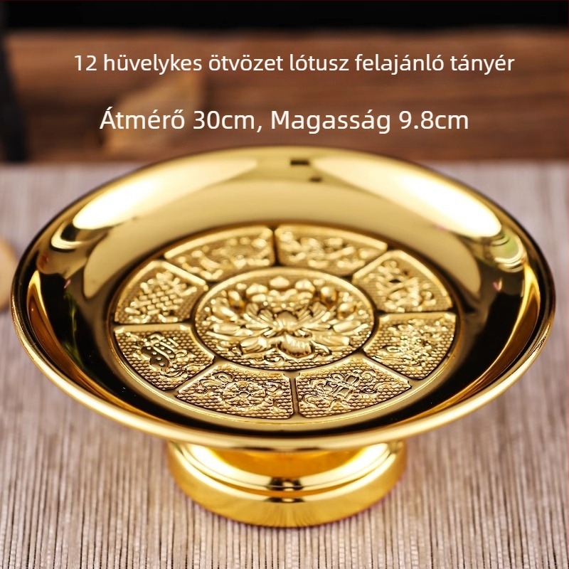 Gyümölcstál lótusz motívummal buddhista oltárhoz
