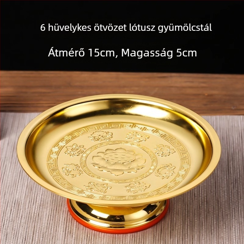 Gyümölcstál lótusz motívummal buddhista oltárhoz