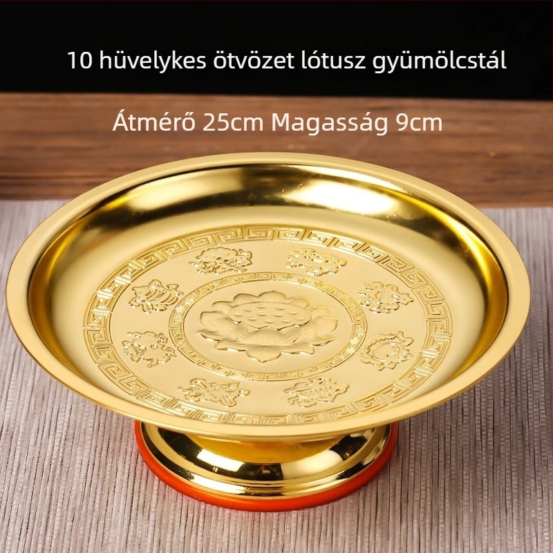 Gyümölcstál lótusz motívummal buddhista oltárhoz