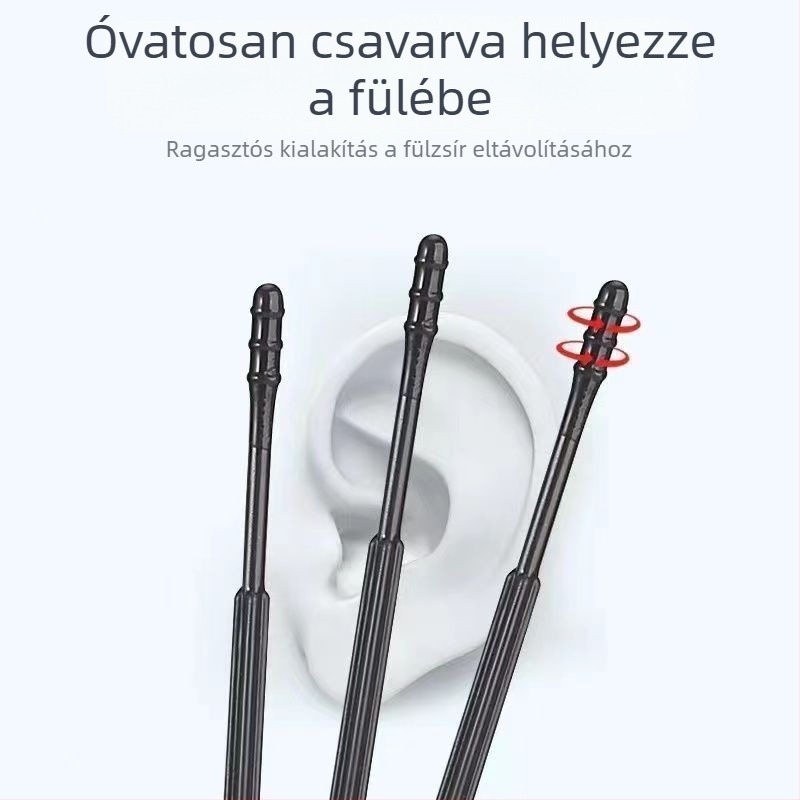 Egyszer használatos ragadós fültisztító készlet fülkanalakkal és vattapálcikákkal