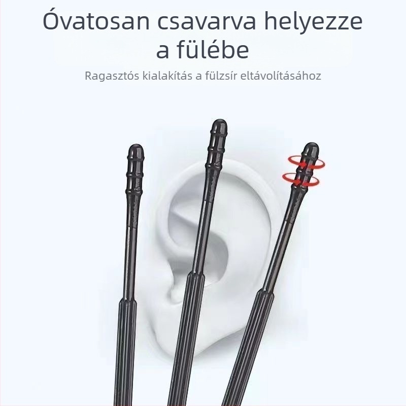 Egyszer használatos ragadós fültisztító készlet fülkanalakkal és vattapálcikákkal