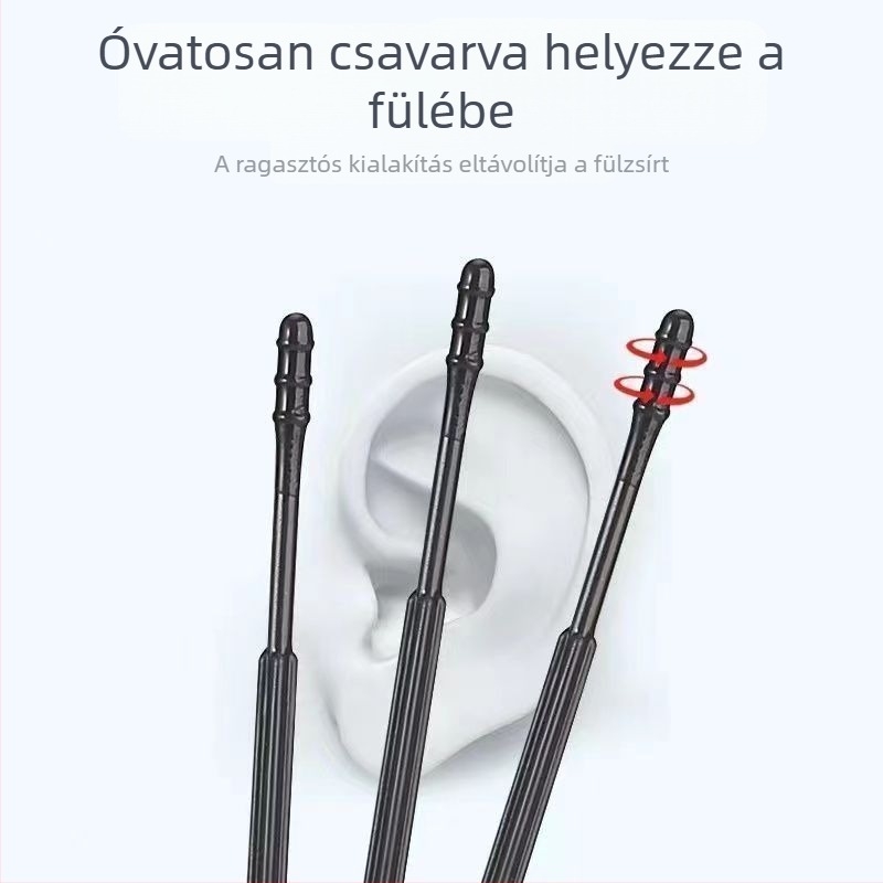 Egyszer használatos ragadós fültisztító készlet fülkanalakkal és vattapálcikákkal