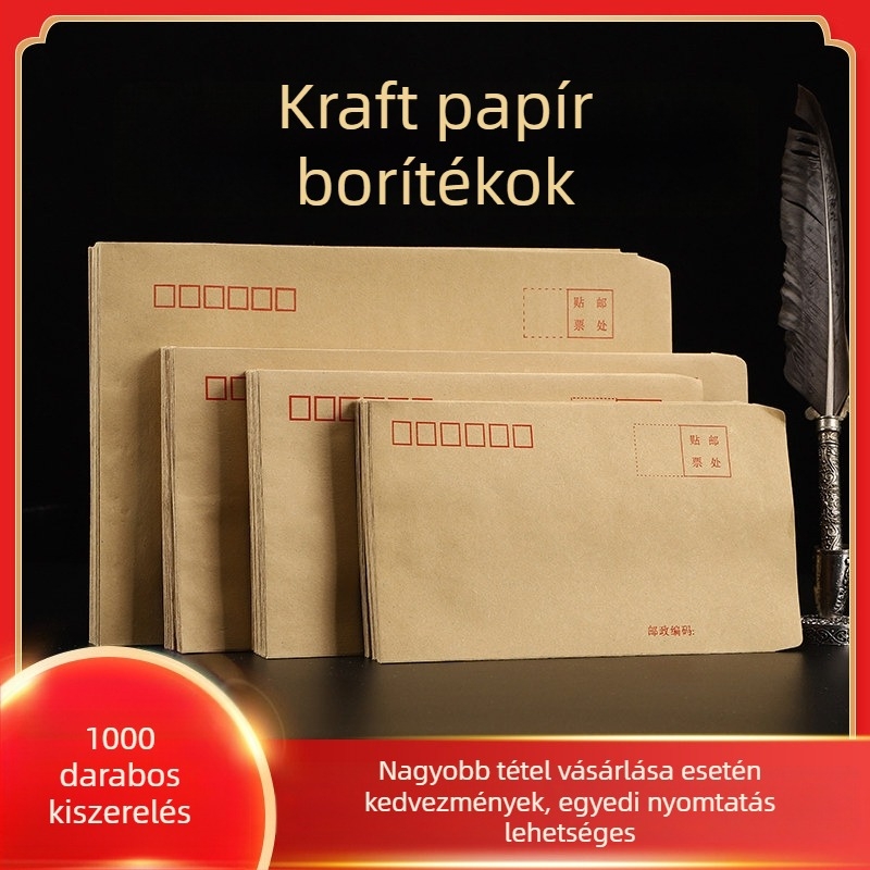 1000 sárga Kraft papír boríték, A4-es méret, szabványos postai borítékok és számlás borítékok