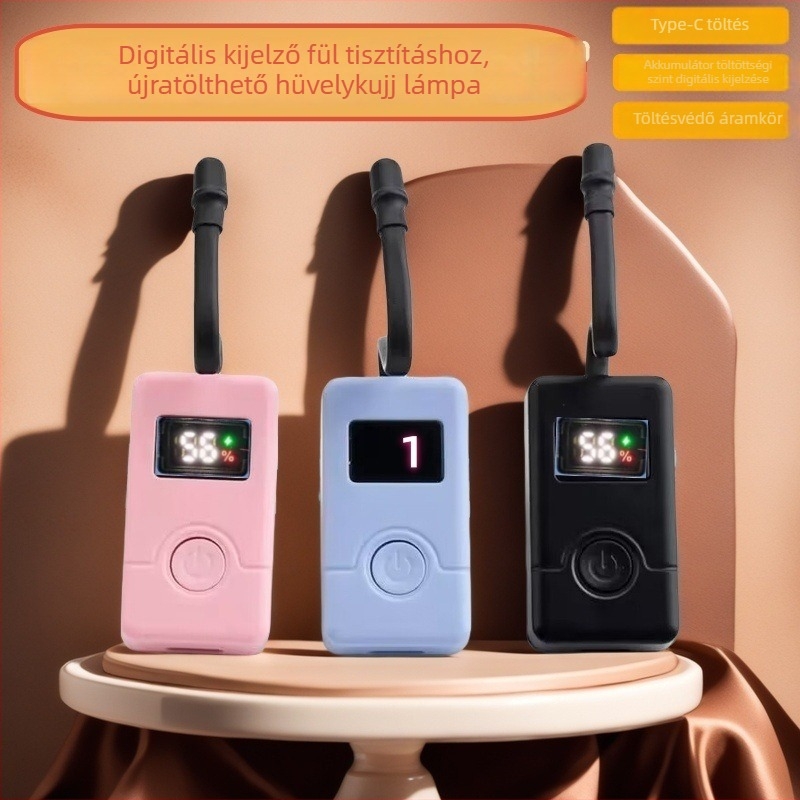 Digitális kijelzős, újratölthető ujjlámpa a fül tisztítására endoszkópos eszközzel