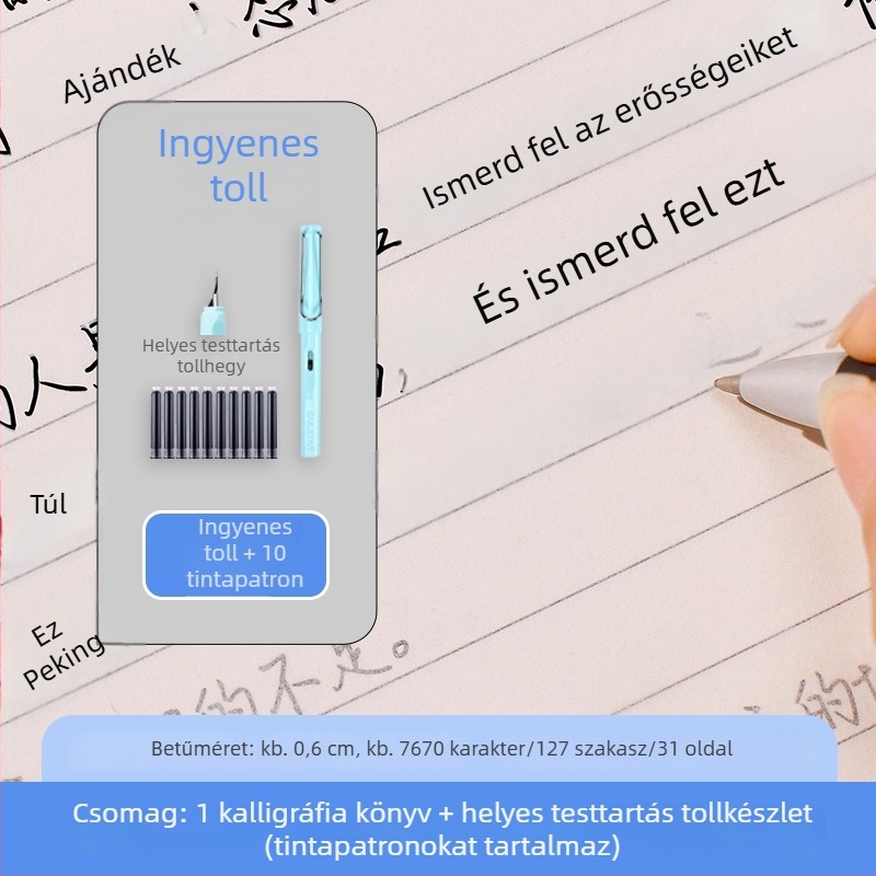 Felnőtteknek szóló kalligráfia gyakorlókönyv: válogatott szép szövegek, másoláshoz szánt füzet kemény tollal
