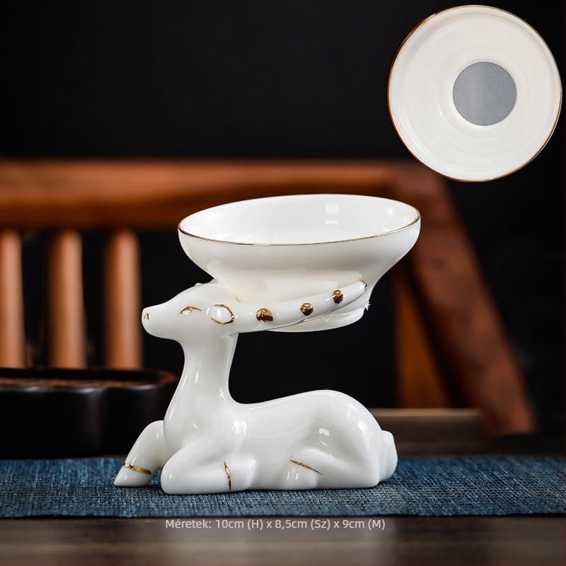 Porcelán teafilter milky jade fehér felülettel, integrált szűrő és Gong Dao pohár, teás készlet kiegészítő