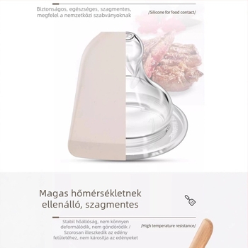 Fa nyelű szilikon spatula, hőálló és tapadásmentes sütéshez, 1 db