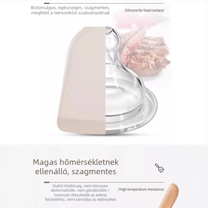Fa nyelű szilikon spatula, hőálló és tapadásmentes sütéshez, 1 db