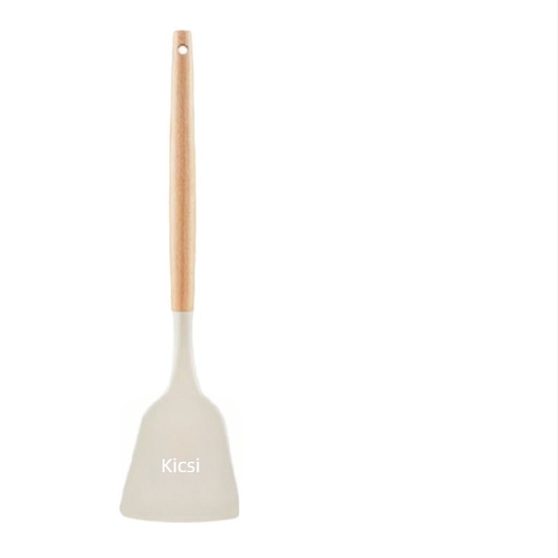 Fa nyelű szilikon spatula, hőálló és tapadásmentes sütéshez, 1 db