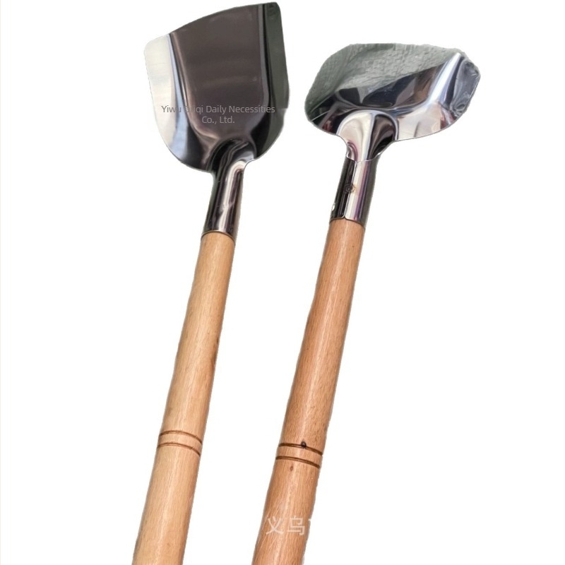 Nagy méretű rozsdamentes acél spatula vastag fa nyéllel, hőálló konyhai spatula otthoni használatra