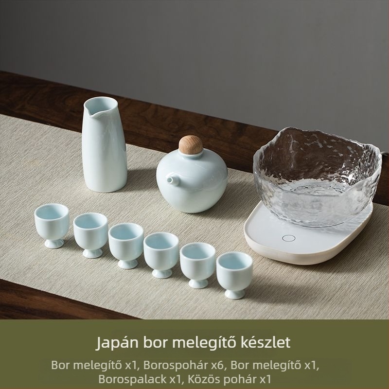 Kerámia minimalist borkészlet magas dekanterrel és kis poharakkal