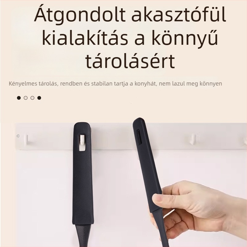 Vasból készült konyhai spatula és kanál, vastagabb penge, puha fogantyú, hővédő funkció