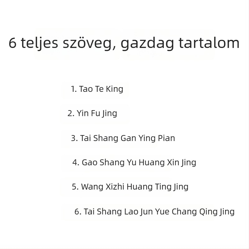 Taoista iratok másolófüzete: Tao Te Ching, Daode Jing, Yin Fu Jing, Kis méretű reguláris kalligráfia, Ecsettel írás, Nyomkövetés és újraírás Xuan papíron