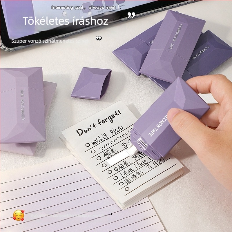 Gyémánt korrigáló szalag, csendes és takarékos működésű, Insta-stílus, japán stílus, aranyos, divatos korrekciós szalag, ütésálló, 6 darabos készlet