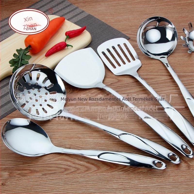 Rozsdamentes acél konyhai eszközök készlet: spatulák és kanalak, hat darab