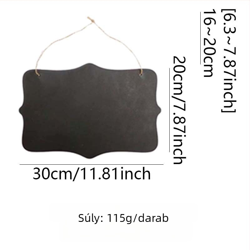 Fából készült, kétoldalas függő krétatábla, falra szerelhető, 30×20 cm, otthoni használatra