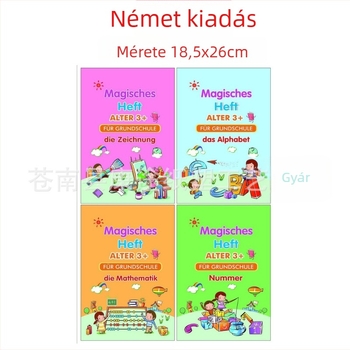 Német írásgyakorlat gyerekeknek, barázdált oldalú gyakorlófüzet, elő-iskolás korosztálynak
