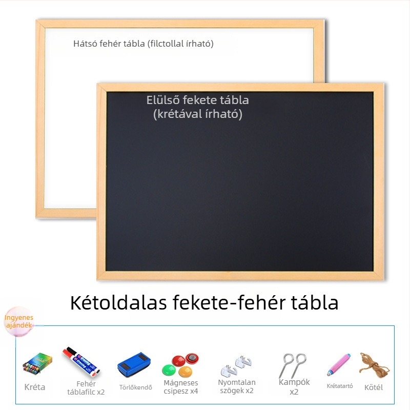 Fa keretes, felakasztható mágneses írásvetítő tábla, vertikális üzenethez