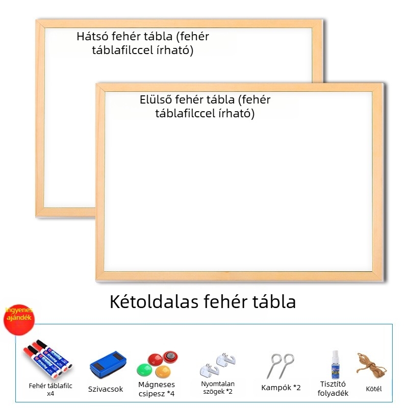 Fa keretes, felakasztható mágneses írásvetítő tábla, vertikális üzenethez