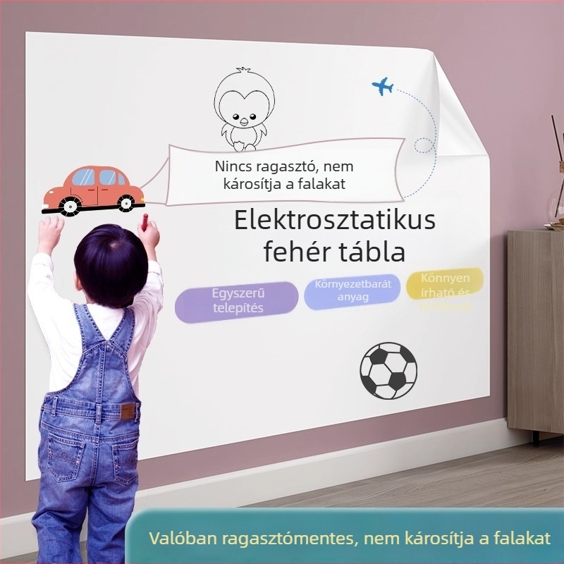 Eltávolítható elektrosztatikus fehér tábla falimatrica gyerekeknek – írásra és rajzolásra