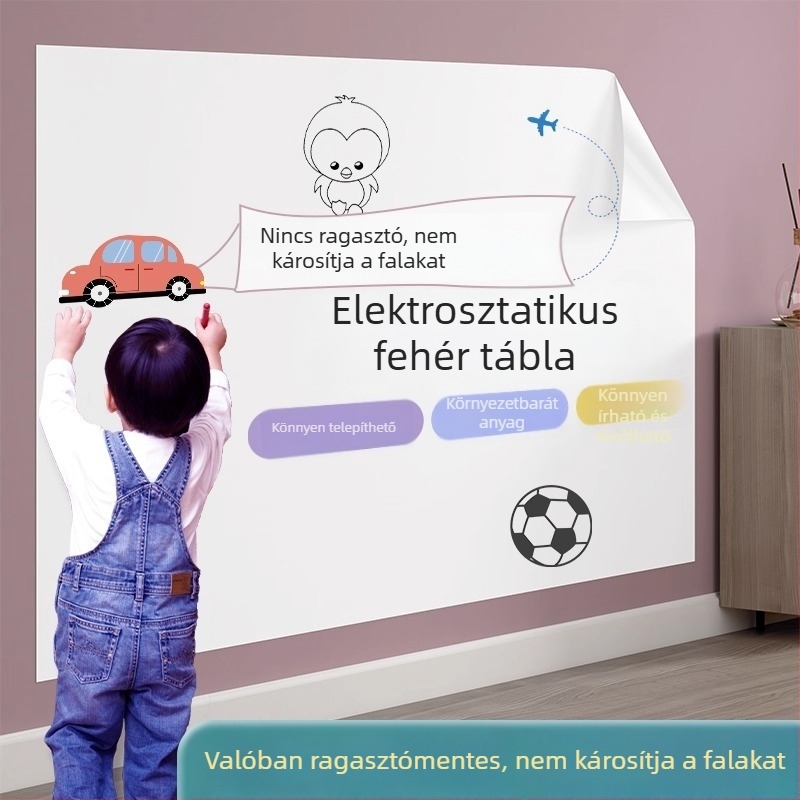 Eltávolítható elektrosztatikus fehér tábla falimatrica gyerekeknek – írásra és rajzolásra