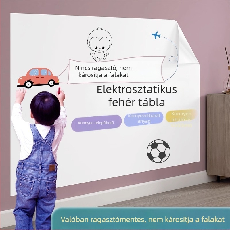 Eltávolítható elektrosztatikus fehér tábla falimatrica gyerekeknek – írásra és rajzolásra