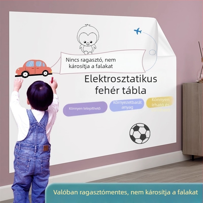 Eltávolítható elektrosztatikus fehér tábla falimatrica gyerekeknek – írásra és rajzolásra