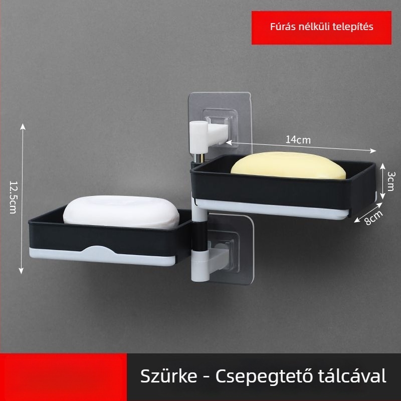 Forgatható falra szerelhető kétszintes szappontartó leeresztővel fürdőszobába