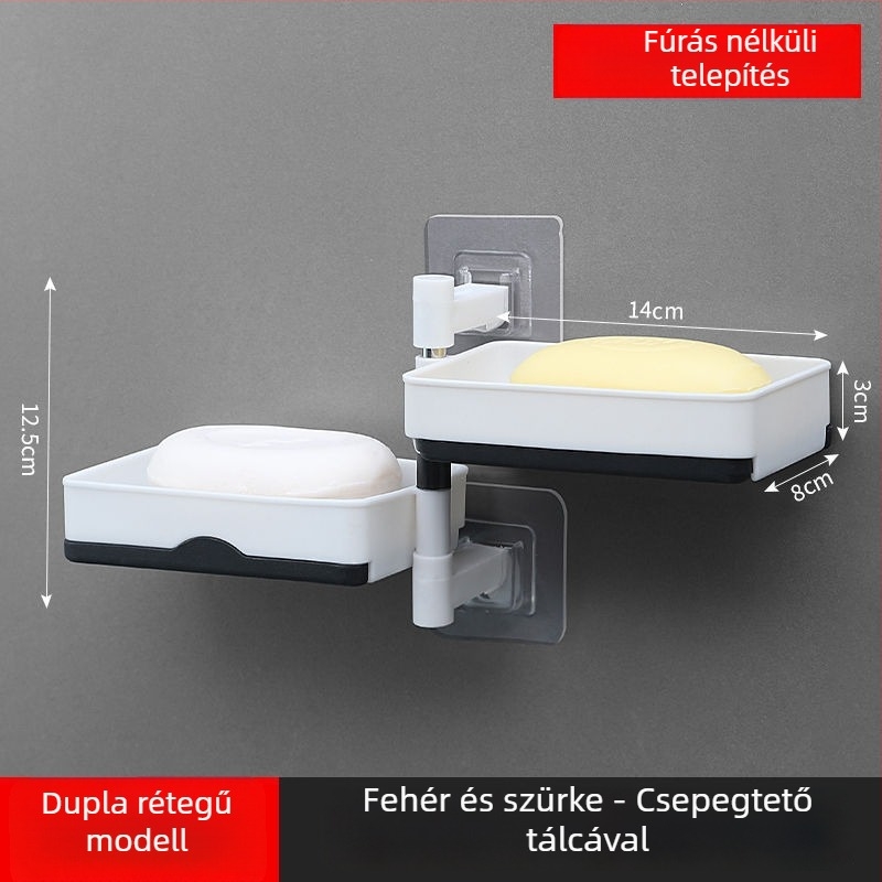Forgatható falra szerelhető kétszintes szappontartó leeresztővel fürdőszobába