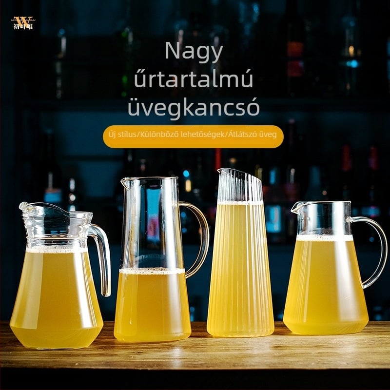 Nagy kapacitású boroszilikát üvegből készült hidegvíz-kanna italokhoz, gyümölcslevekhez és csapolt sörhöz