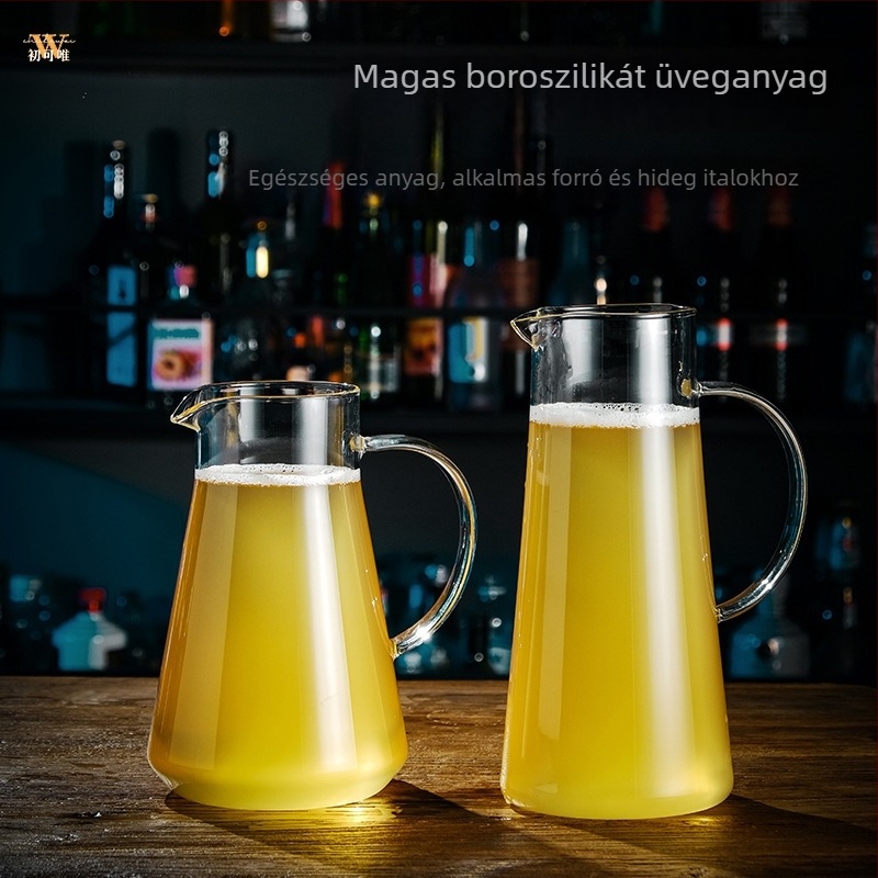 Nagy kapacitású boroszilikát üvegből készült hidegvíz-kanna italokhoz, gyümölcslevekhez és csapolt sörhöz