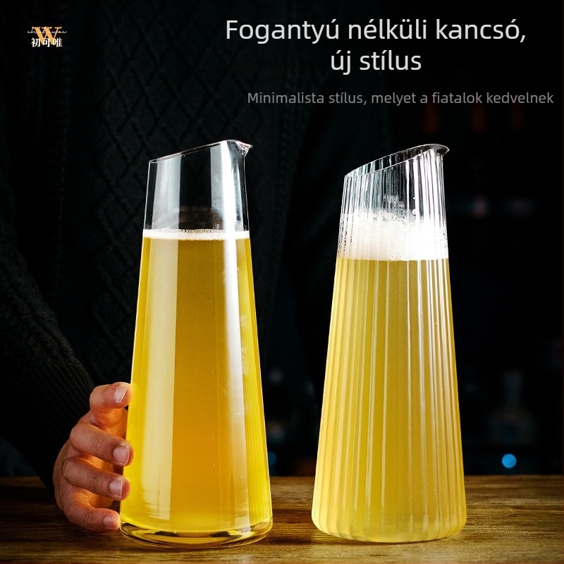 Nagy kapacitású boroszilikát üvegből készült hidegvíz-kanna italokhoz, gyümölcslevekhez és csapolt sörhöz