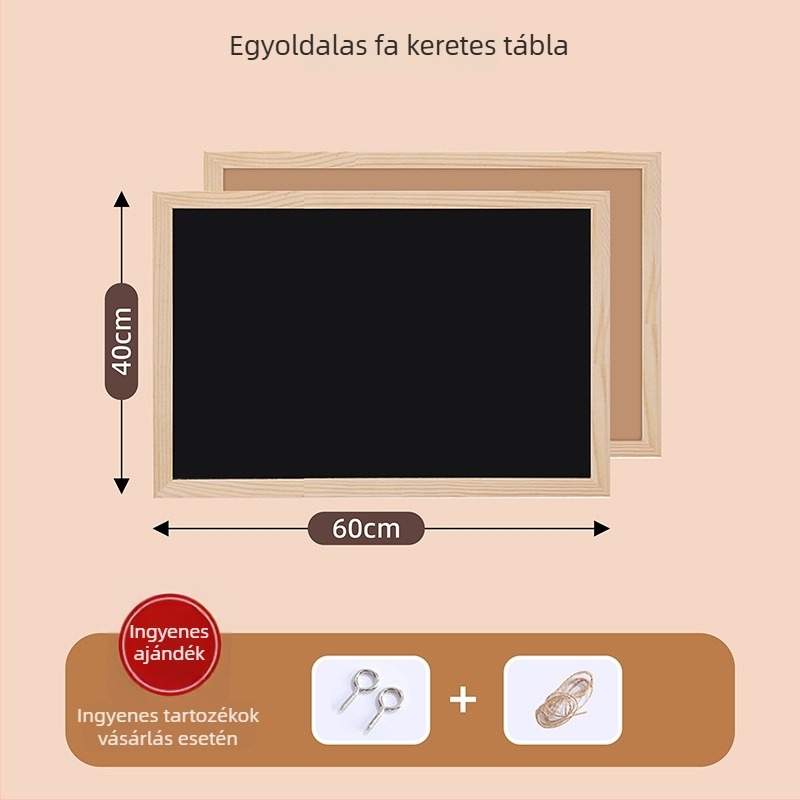 Fali tábla fa kerettel, mágnesmentes, egyoldalas, törölhető írásfelülettel, otthoni vagy üzleti használatra