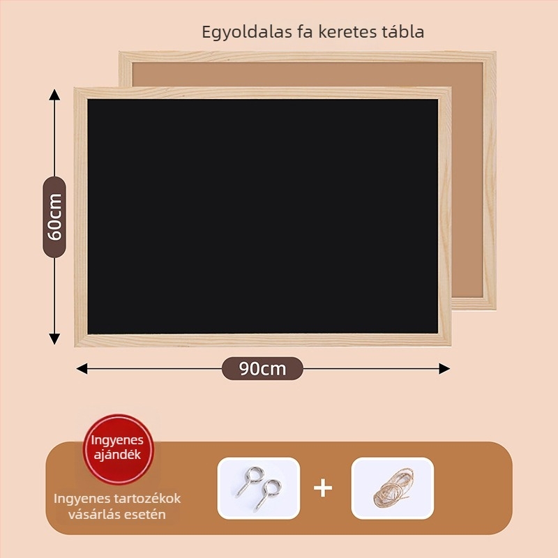 Fali tábla fa kerettel, mágnesmentes, egyoldalas, törölhető írásfelülettel, otthoni vagy üzleti használatra
