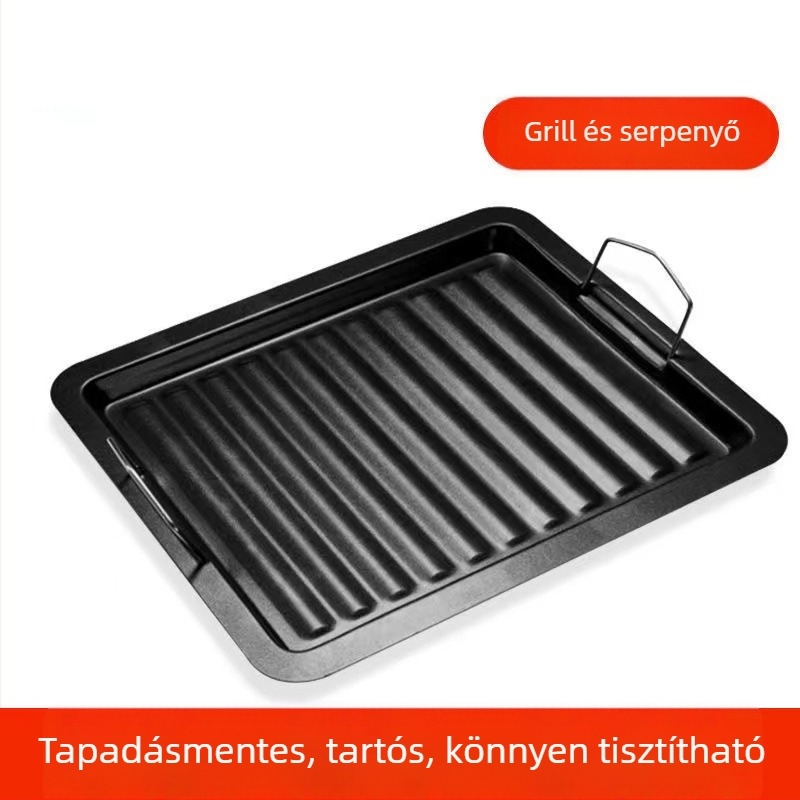 Hordozható elektromos grillsütő Maifan kővel és négyszögletes vaslemez, tapadásmentes steak sütőlap, otthoni használatra, kempingezéshez