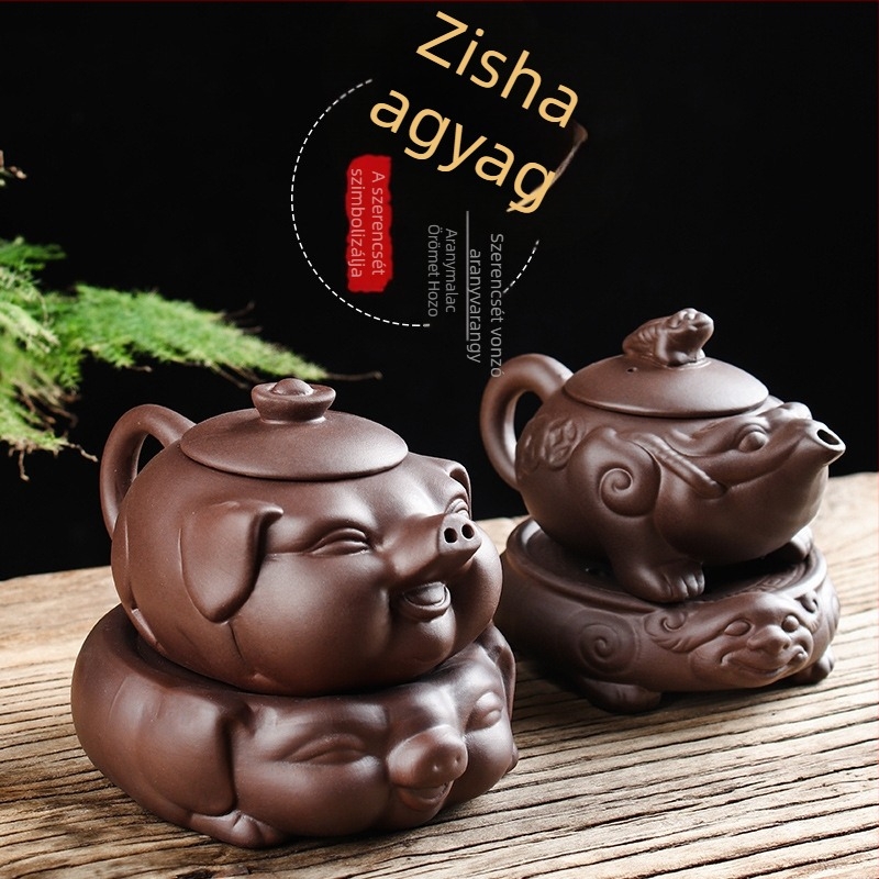 Mini Yixing lila agyag teáskanna és teáscsésor készlet teás tálcával, Kung Fu teáskészlet