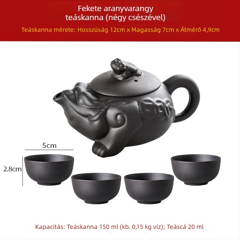 Mini Yixing lila agyag teáskanna és teáscsésor készlet teás tálcával, Kung Fu teáskészlet
