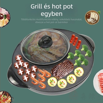 Minden egyben elektromos forró fazék és grill – tapadásmentes felület, otthoni használatra, többfunkciós