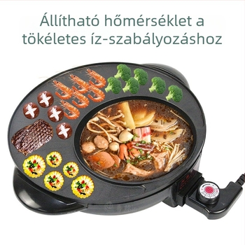 Minden egyben elektromos forró fazék és grill – tapadásmentes felület, otthoni használatra, többfunkciós