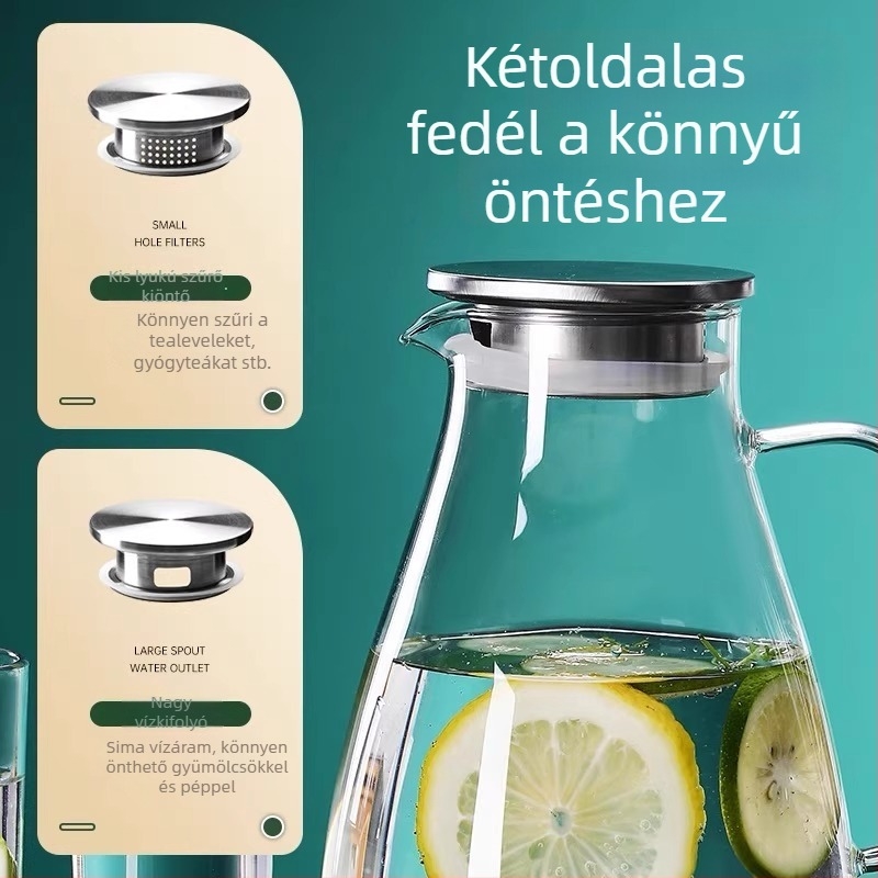 Üvegből készült vízforraló, hőálló, nagy kapacitású, otthoni és éttermi használatra